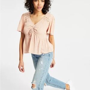 Hippie Rose Blush Peplum Blouse